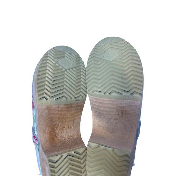 Swedish Torpatoffeln Floral Cottage Core Wooden Clogs Womens EU 42 US 10.5 - Picture 15 of 16